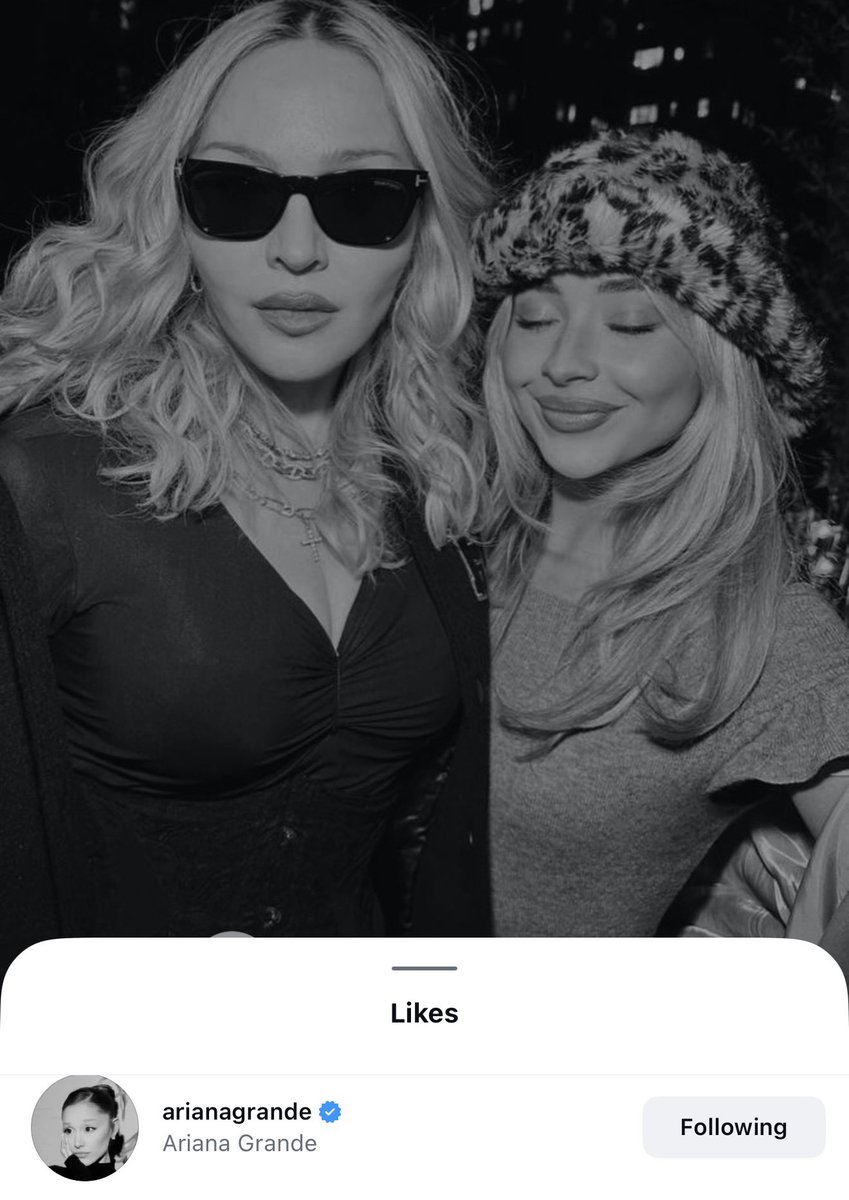 awwww ariana liked sabrina’s post about her collab with madonna