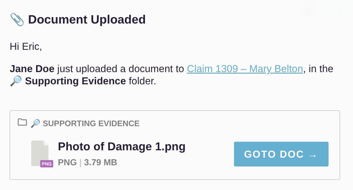 🚀 Claimable now notifies you when a colleague, customer, or supplier uploads documents to your claims.

Whether it's photos, fresh evidence or crucial reports, this feature ensures you're always updated on vital claim activity as it unfolds. Stay in the loop! 📄✨ #claims #saas