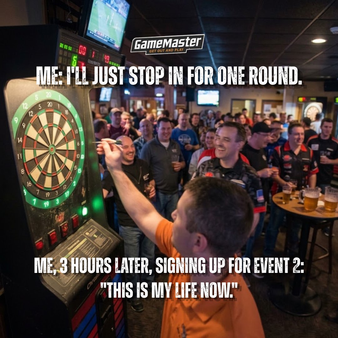 DartingFans's tweet photo. Nobody:
That one friend at league night: pulls out a spreadsheet 📊🎯
Fun fact: serious 501 players average 60+ per round… so yeah, the math is mathing.

Tag your most competitive dart buddy 👇

👉 https://t.co/xnVzKhs007

#GameMaster #DartMeme #LeagueNight https://t.co/A75nkR1IhB