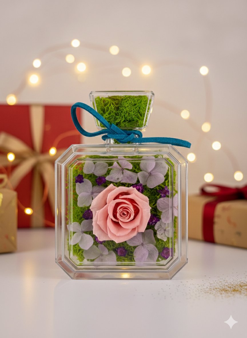Skfleursg's tweet image. Small bottle, big charm. 🌸 Classic Square Blooms in a Bottle — preserved pink rose with hydrangeas and moss. Long-lasting, maintenance-free, and perfect for gifts. $18 — grab yours: wix.to/tBoFBFI

#PreservedFlowers #GiftIdeas #HomeDecor #SKfleurSG