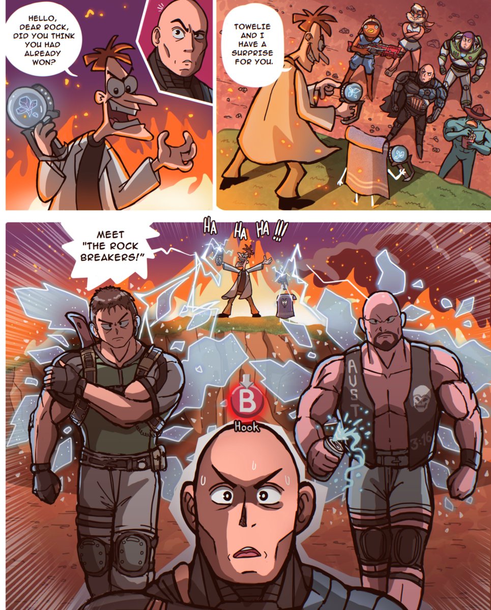 Renegado92K's tweet image. a mini comic that i make from this season &amp;lt;3 
THANKS FOR ALL THE SUPPORT  ! 
en español en los comentarios :D
#FortniteArt #fanart #drawing #draw #illustration #digitalart #artwork #dragonball #fortnitefanart #fortnite #southpark #residentevil #disney #therock