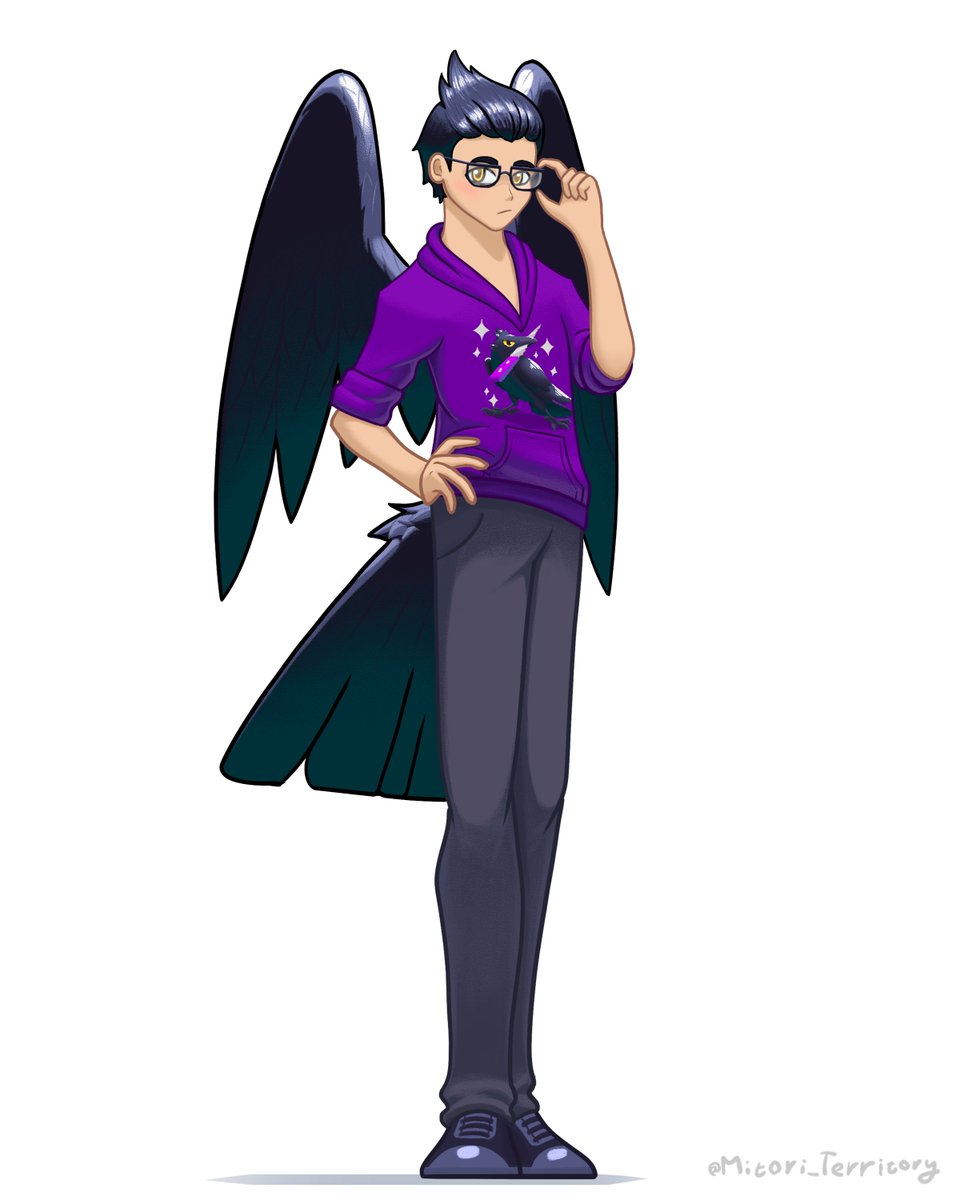 MitoriEN's tweet image. One feathered idiot complained that he didn't have a contiguous design between a human and his furrsona. Well, I decided that the design should be xD

#mitori_territory #human #digitalart #gift