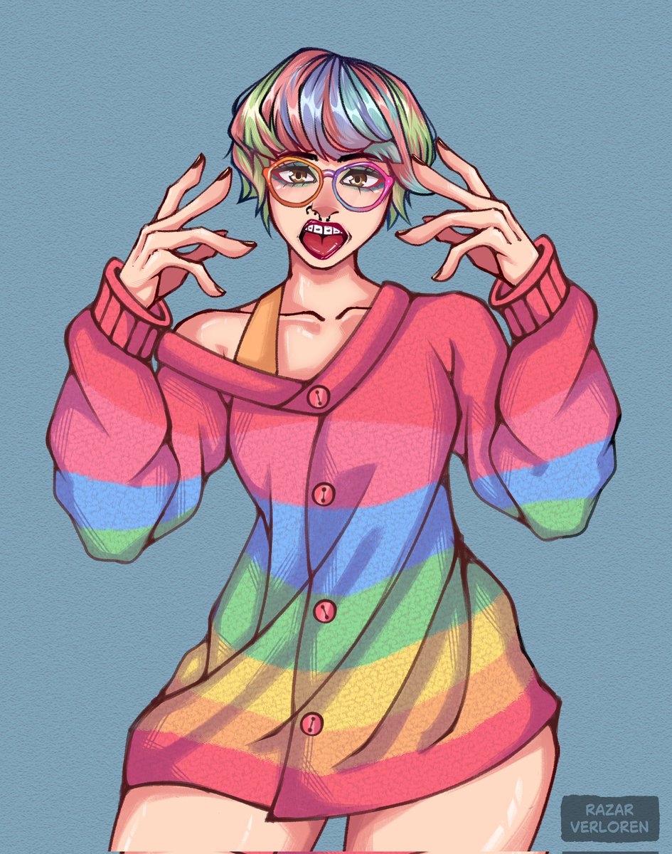 razar_verloren's tweet image. Fanart for @dutifuldolly
 
This was my first time drawing something so rainbow-themed 🌈
#artㅤㅤㅤㅤ
#drawing
#digital 
#illustration 
#fanartㅤㅤㅤㅤ