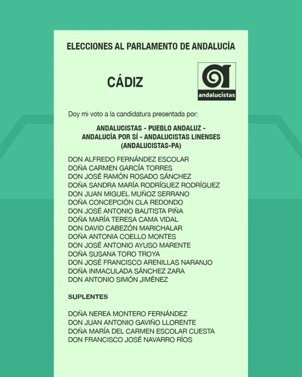 AngelVillar_'s tweet photo. Mi papeleta #MiVoto #PoderAndaluz
#Andalucía #Andalucistas #Andalucismo https://t.co/S1n1KZraCP