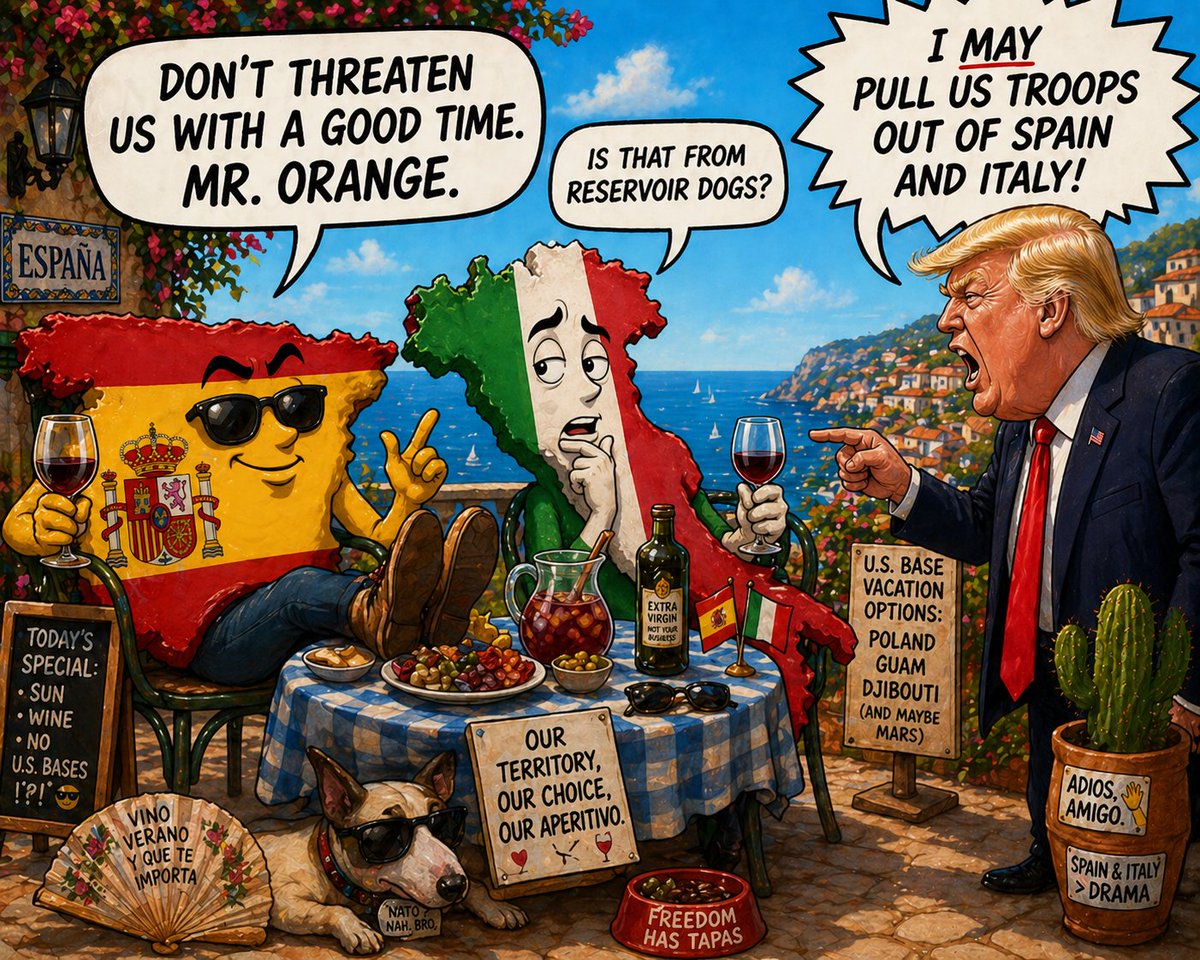 TheTruthisnow79's tweet image. So Trump is threatening to remove US bases from Spain and Italy. 
We are burning every bridge we've ever had. 
#Spain #Italy #US #NATO #Europe