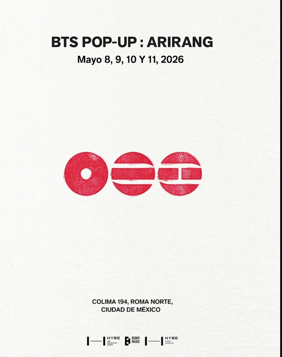 LasGalactinas's tweet photo. 💜 GUÍA OFICIAL: BTS POP-UP ARIRANG EN CDMX 🇲🇽
​¡Atención ARMY! Ya tenemos todos los detalles confirmados para la BTS POP-UP: ARIRANG.

 Aquí tienes la información oficial para que no se te pase nada:
​🗓️ ¿CUÁNDO Y DÓNDE?
​Fechas: 8, 9, 10 y 11 de mayo de 2026.
​Horario: 10:00 AM a 8:00 PM.
​Ubicación: Colima 194, Roma Norte, Ciudad de México.

​📲 ¿CÓMO RESERVAR? (RSVP)
​El registro es obligatorio y se realiza a través de Weverse:
​Inicio de Reservas: 01 de mayo de 2026 a las 5:00 PM CST.
​Cierre: 11 de mayo de 2026 a las 8:00 PM CST.
​Pasos: Ingresa a Weverse > Más > Weverse Spot > Selecciona la Pop-Up de CDMX.
​Solo se permite una reserva por persona/cuenta.

​⚠️ REGLAS IMPORTANTES
​Puntualidad: Debes llegar 10 minutos antes de tu cita. Si llegas tarde, podrías perder tu acceso. No se permite entrar antes de la hora reservada.

​Compras: La venta de mercancía está limitada a un producto por modelo por persona.
​Prohibido introducir: Alimentos/bebidas abiertos, objetos punzocortantes, cámaras profesionales, carteles grandes, cigarros/vapes, sillas o maletas grandes (habrá guardarraya disponible).

​✨ ¿QUÉ ENCONTRARÁS?
​Venta de merch oficial de ARIRANG.
​Exhibiciones exclusivas y "otras sorpresas" para ARMY.

#ARIRANG_WORLDTOUR_CDMX
#BTS_ARIRANG
#BTS_POPUP_ARIRANG_MEXICOCITY
#BTSARMY_MXCO