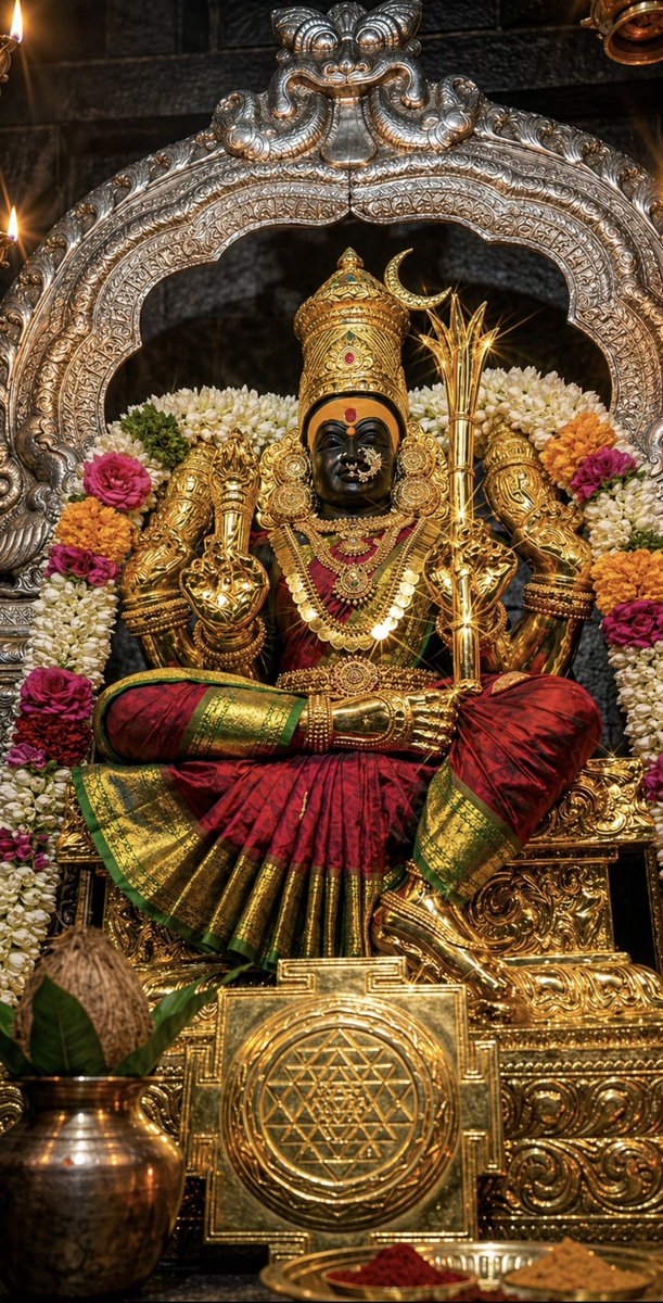 Jayalko1's tweet photo. श्रीमाता श्रीमहाराज्ञी श्रीमत्सिंहासनेश्वरी ।
चिदग्निकुण्डसम्भूता देवकार्यसमुद्यता ।।

LALITA SAHASRANAAM: SIGNIFICANCE

It is said to have been composed by 8 Vaag Devis (Vasini, Kameshvari, Aruna, Vimala, Jayani, Modini, Sarveshvari and Kaulini) upon the command of Devi Lalita herself.

It was narrated by Hayagriva (Sri Vishnu’s incarnation) to Maharishi Agastya and found in Brahmanda Purana.

Each name of Devi in Sahasranama refers to a different quality of the Divine.

Regular chanting makes a person blessed with word power, fame and good will.

Listening to Sahasranama in Lalithambigai Mandir, Thirumeyachur (TN) atleast once in lifetime is considered auspicious.