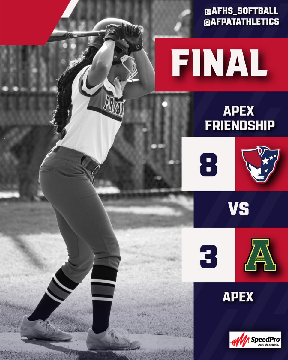AFPatAthletics's tweet photo. @AFHS_Softball 🥎 Finals: That's a clean 🧹 of the Cougars! Go ahead and light it 🔴🔴🔴 Way to go Pats! Congratulations to our JV program on a great season. Next up playoffs! #PatFam #RepAFHS https://t.co/Dr3rSxxzbQ