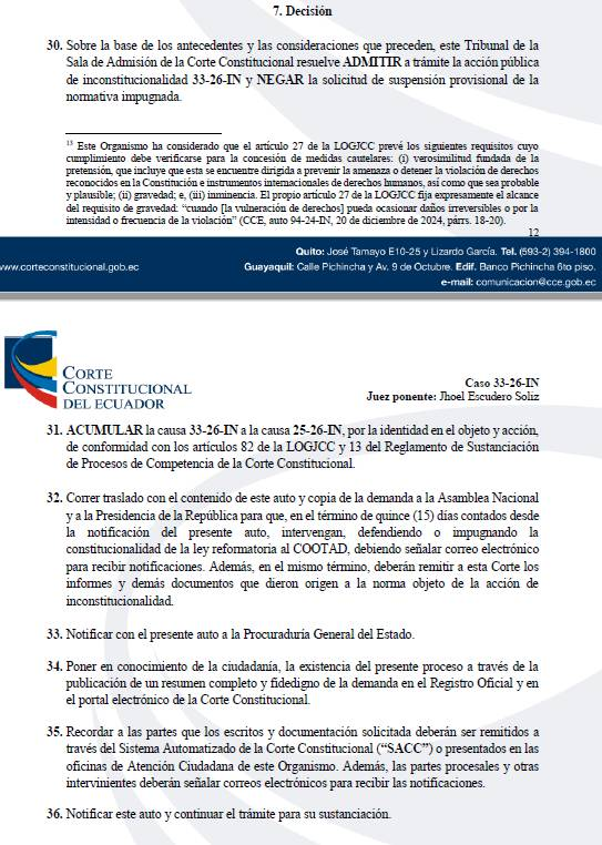 AntisanaNews's tweet image. 🧿La Corte Constitucional aceptó a trámite la acción de inconstitucionalidad presentada por la Bancada de la RC contra las reformas al #COOTAD, así lo anunció el asambleísta Franklin Samaniego. La Corte no concedió la suspensión provisional de la ley

#URGENTE⚡️#Ecuador