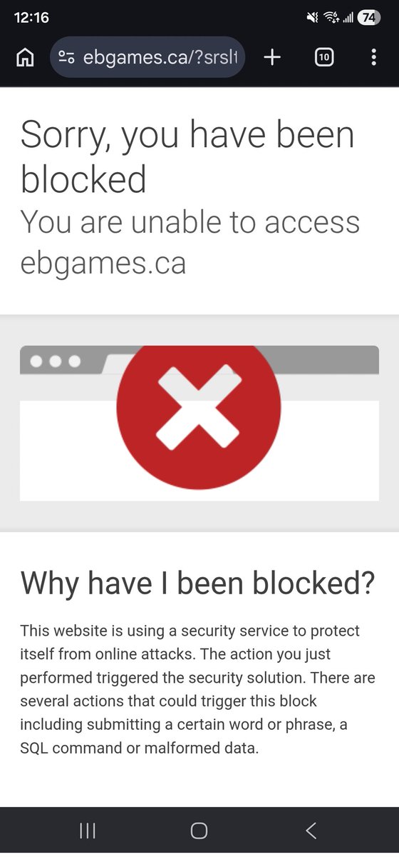 VileOnXbox's tweet photo. @ebgamescan can't access your website. Did something happen? Its saying im blocked...I didn't do anything, and would love to spend my money at your store. Thank you https://t.co/0MEVMNWXjI