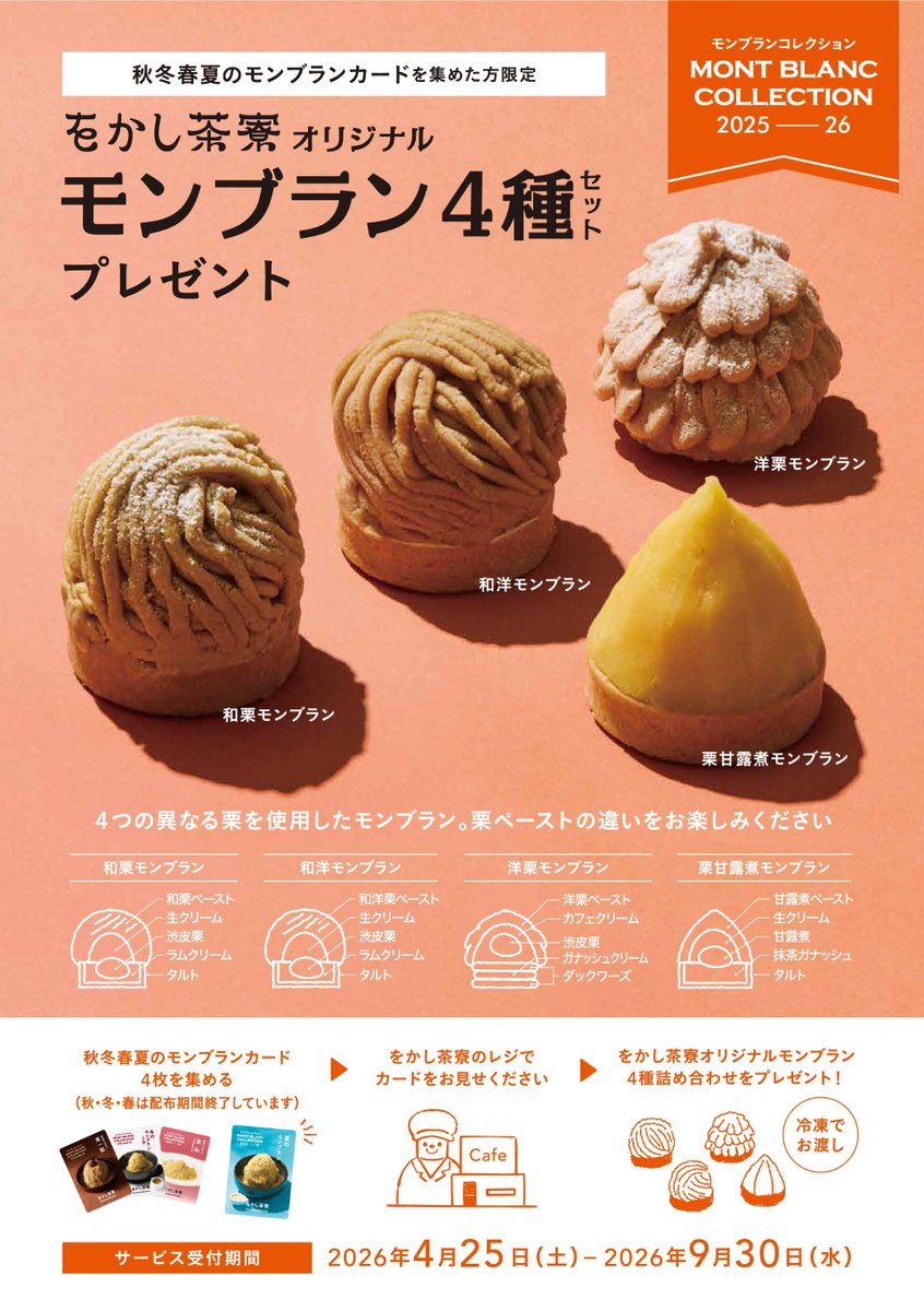 喫茶で四季のモンブランカードをコンプリートされた栗を愛してやまない