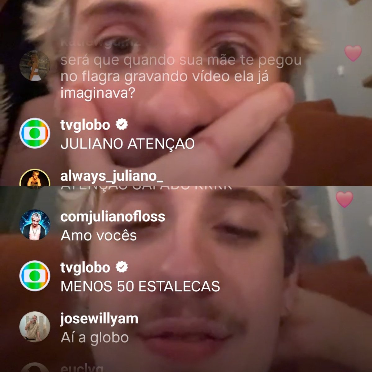 A Globo na live do Juliano zoando ele kkkkkkkkkkkkkkk