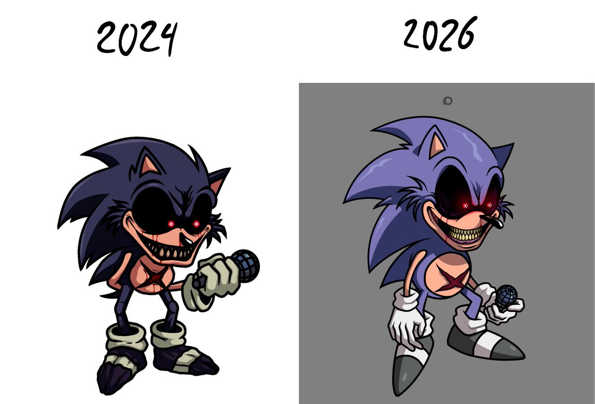 Marco_mouse15's tweet photo. revisando mis dibujos antiguos me encontré con un sprite del lord x y lo quise comparar con el más reciente que tengo

si que hay muchas diferencias :v https://t.co/7Mh055FQ2U