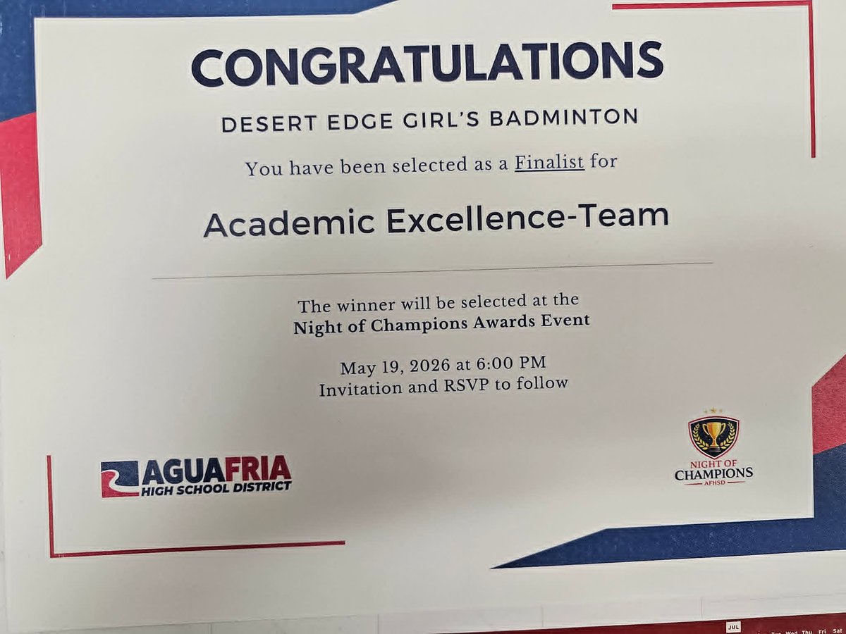 Finalist for our district athletic awards, Night of Champions! Lets go!!!!! <a href="/DesertEdgeHS/">Desert Edge H.S.</a> <a href="/jacob_seliga/">Jacob Seliga</a>