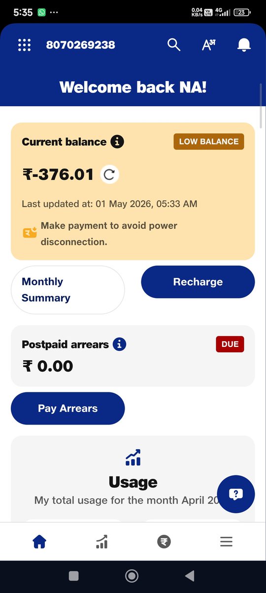 avinashsrivas12's tweet photo. @aksharmaBharat @UPPCLLKO @myogiadityanath @ChairmanUppcl @pvvnlghaziabad @pvvnlmeerut @MdPvvnl @PVVNLHQ  till 30th April balance was rs 1300, today morning got message balance is -376, what is going on boss, please check and rectify the error of your software. https://t.co/nIorJXwINS