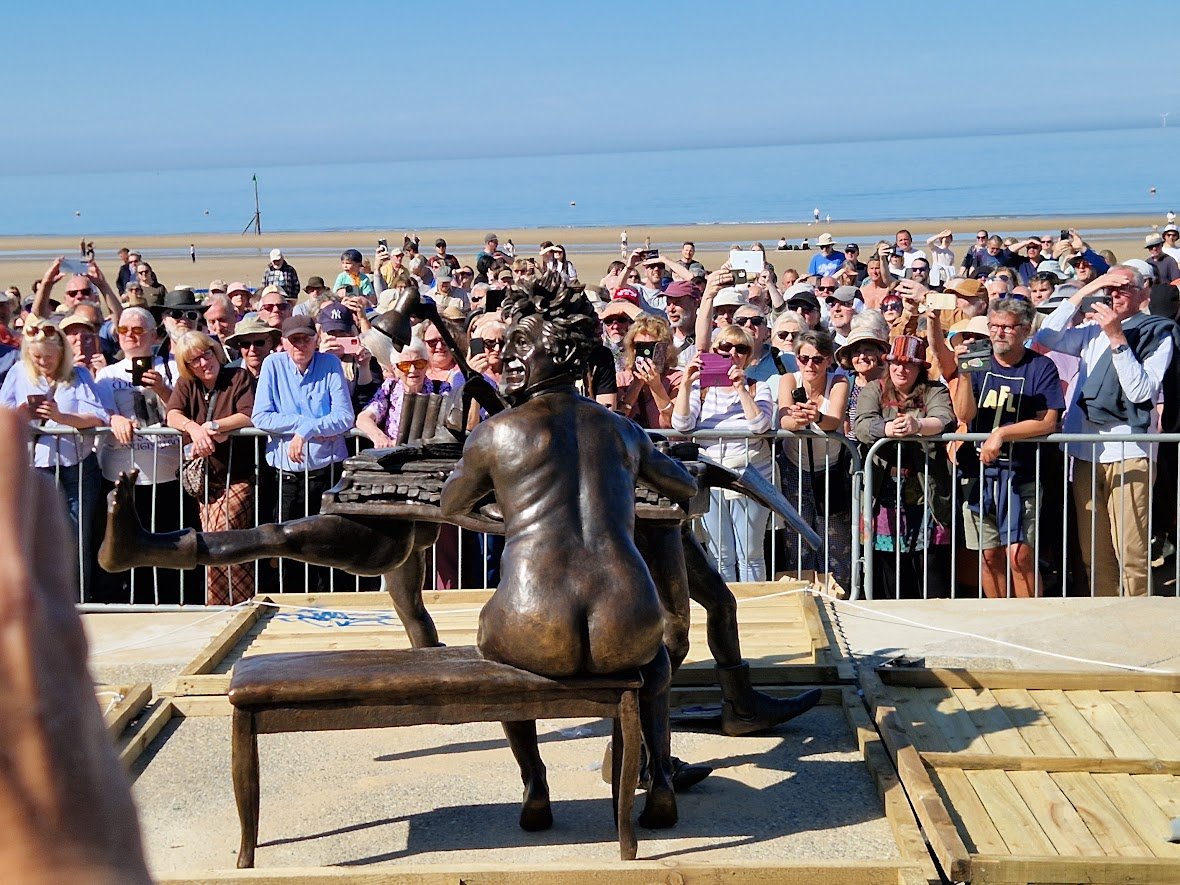 uptone's tweet photo. The Day We Went to Colwyn Bay for the Unveiling of the Terry Jones Statue #TerryJones #MontyPython https://t.co/ETo6pv6tJe https://t.co/iXuAdnUUIm