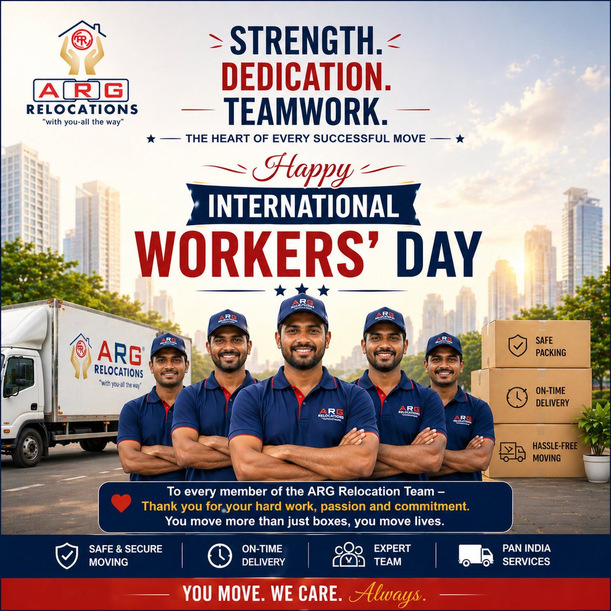 ArgMovers's tweet photo. 🚚 Behind every smooth move is a hardworking team.

This Workers’ Day, we celebrate the dedication, teamwork &amp; passion of the ARG Relocations team. Thank you for making every move seamless. 👷👏

#InternationalWorkersDay #ARGRelocations #TeamWork https://t.co/2aO3HBGy5v