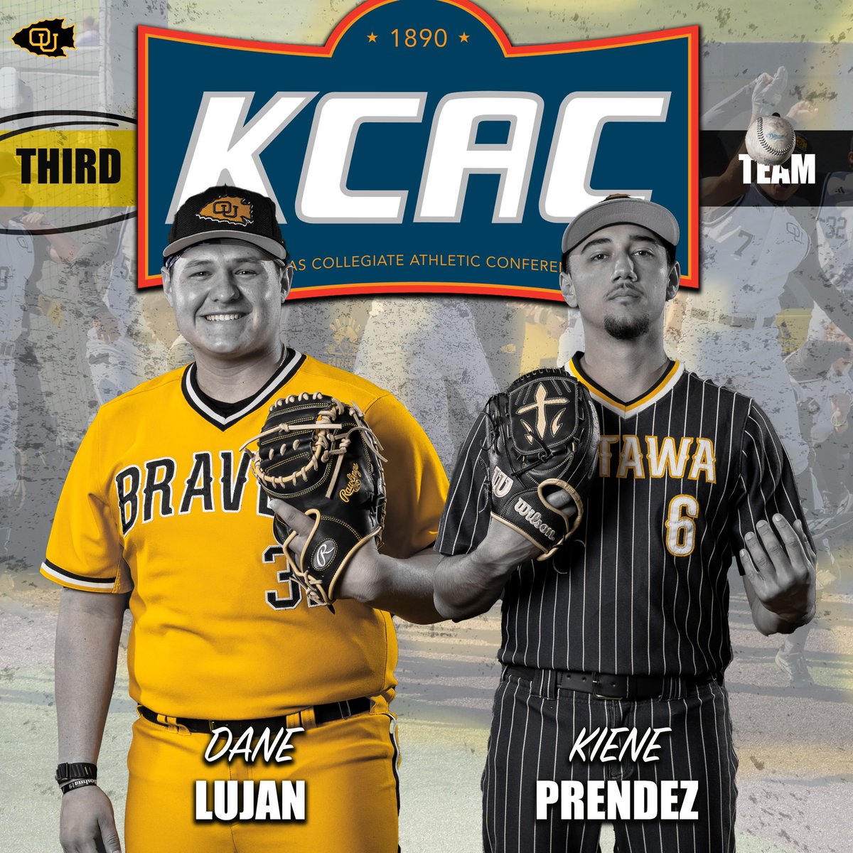 Ottawa_Baseball's tweet photo. KCAC All-Conference Awards ❗

First Team
Dylan Snead - 2B
Julius Ryan - 3B
Adrian Quintana - P
Jeremy Freeman Jr. - OF

Second Team
Kenneth Johnson - P
Luis Diaz - P

Third Team
Dane Lujan - C
Kiene Prendez - P

Gold Glove 
Julius Ryan
Jalen Ryan https://t.co/skfdgELyUb