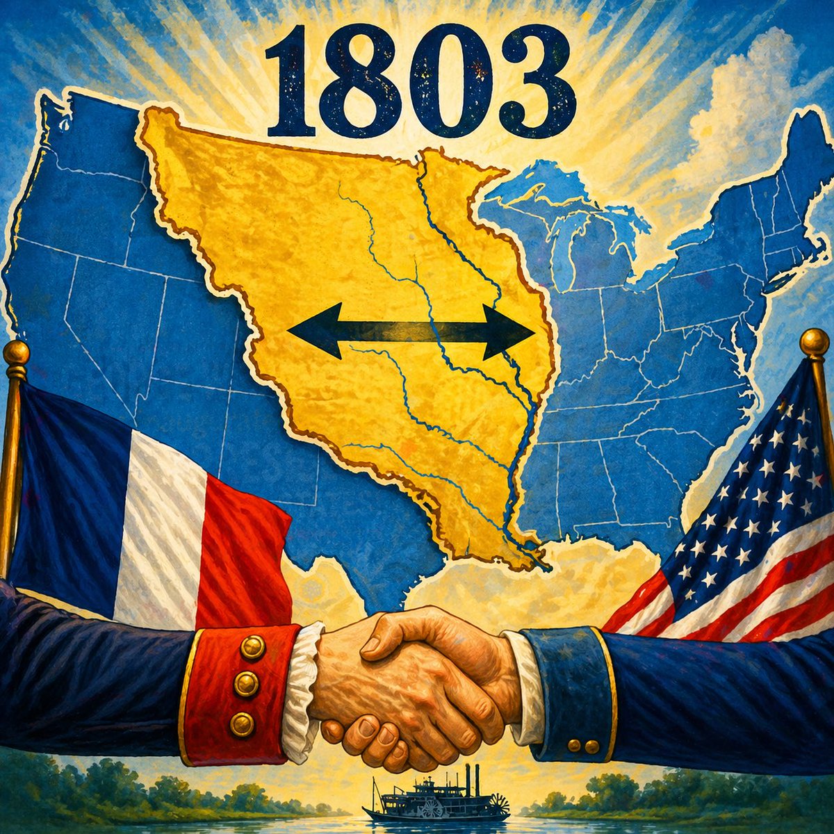 FactVaultInfo's tweet image. On April 30, 1803, the Louisiana Purchase was finalized. The The United States bought 828,000 square miles from France for $15 million, doubling the nation’s size and reshaping its future. #TodayinHistory #LouisianaPurchase  #France #FYP