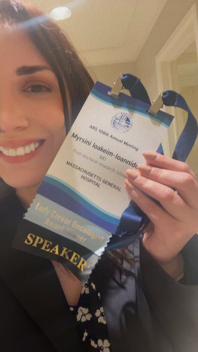 MyrsiniIoakeim's tweet photo. Excited to be at the ARS meeting this week.

Honored to receive the Early Career Oncologist Award and to present work on late severe toxicities after proton therapy for skull base chordoma and chondrosarcoma - an important issue for our long term survivors.

Grateful to @RadiumSociety for the recognition.