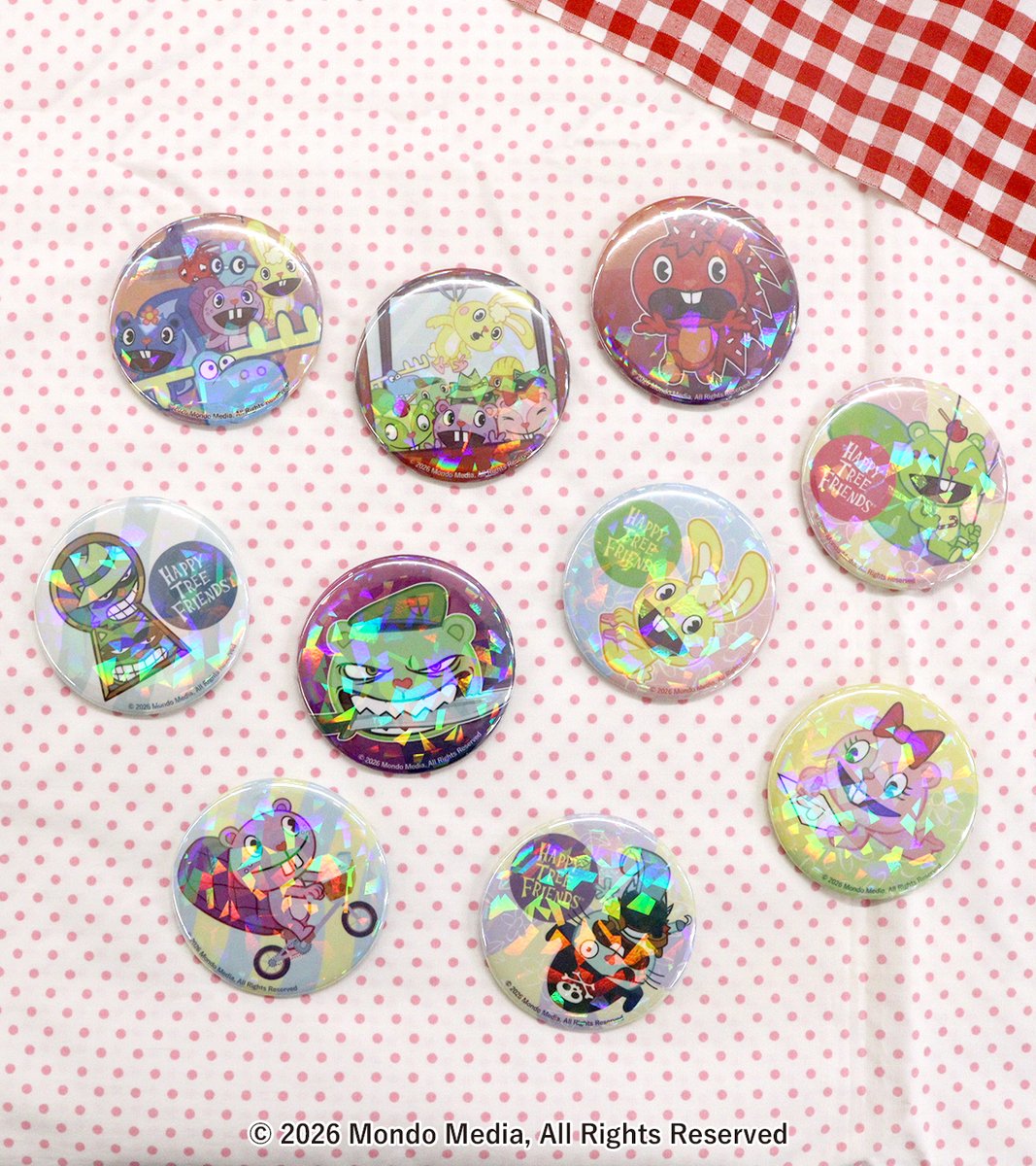 ハッピーツリーフレンズ ハピツリ スプレンディド 缶バッジ 9点 🎯開催中】 🌼Happy Tree Friends×はにくじランド🌼 🪙1回880円(税込