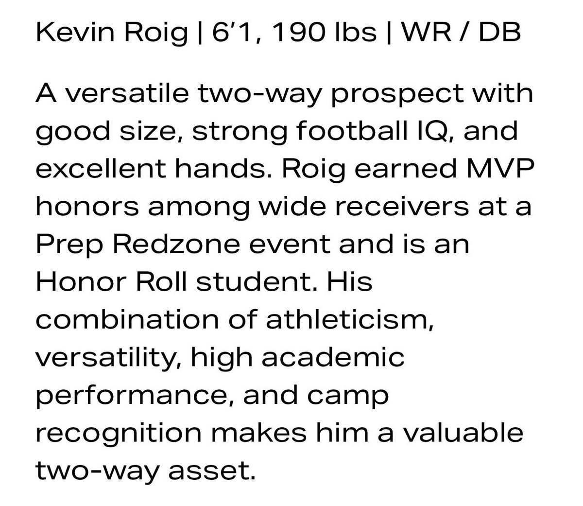 Kevin Roig ‘30 WR/DB tweet media