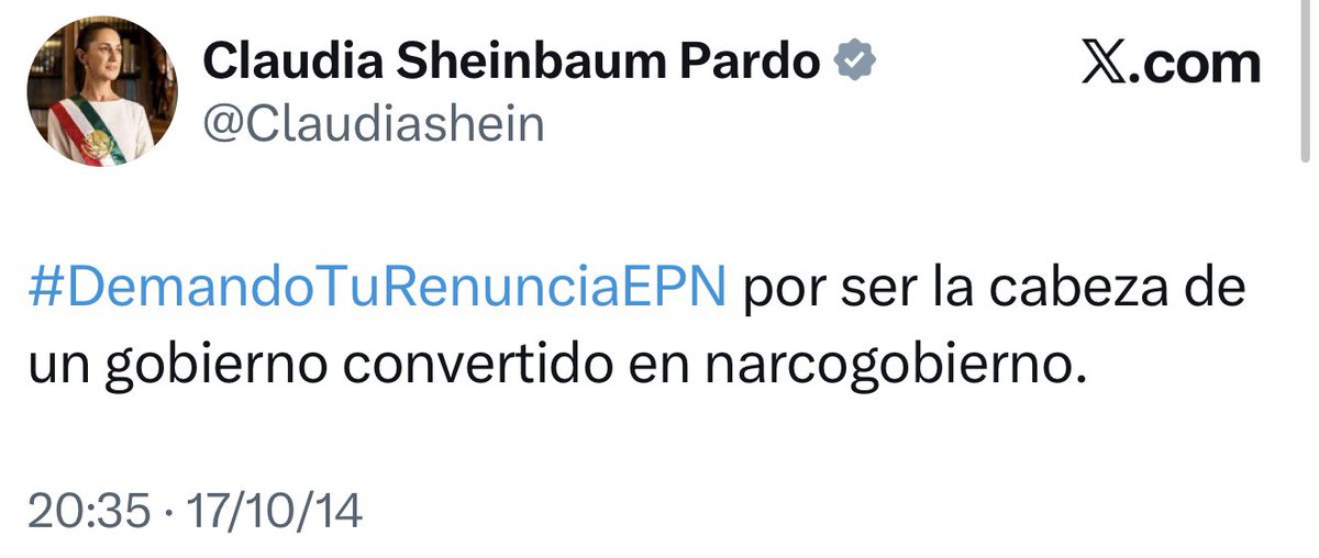 Demando tu renuncia Claudia Sheinbaum, por ser la cabeza de un gobierno convertido en narcogobierno.

#siguestúclaudia #ClaudiaEntregaARochaMoya #narcogobiernodeclaudia