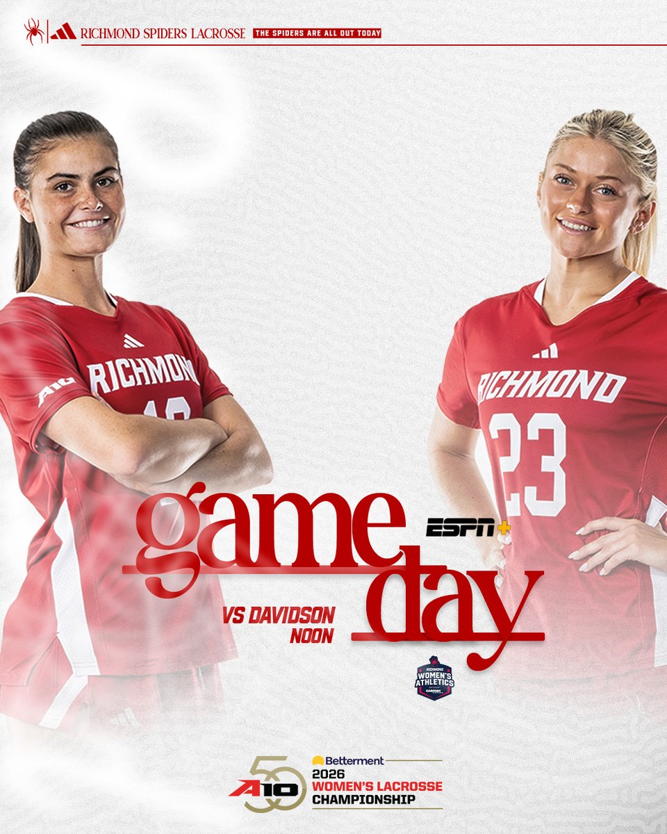 SpiderWLAX's tweet photo. 𝑰𝒕'𝒔 𝒕𝒊𝒎𝒆.

🆚 Davidson
📍 Davidson, N.C. / Davidson College Stadium
🕘 Noon
📊 https://t.co/Go8ZBTiMUQ
📺 https://t.co/KNdVVuSKtq

#OneRichmond | #RollDers https://t.co/axj4IBkNeq