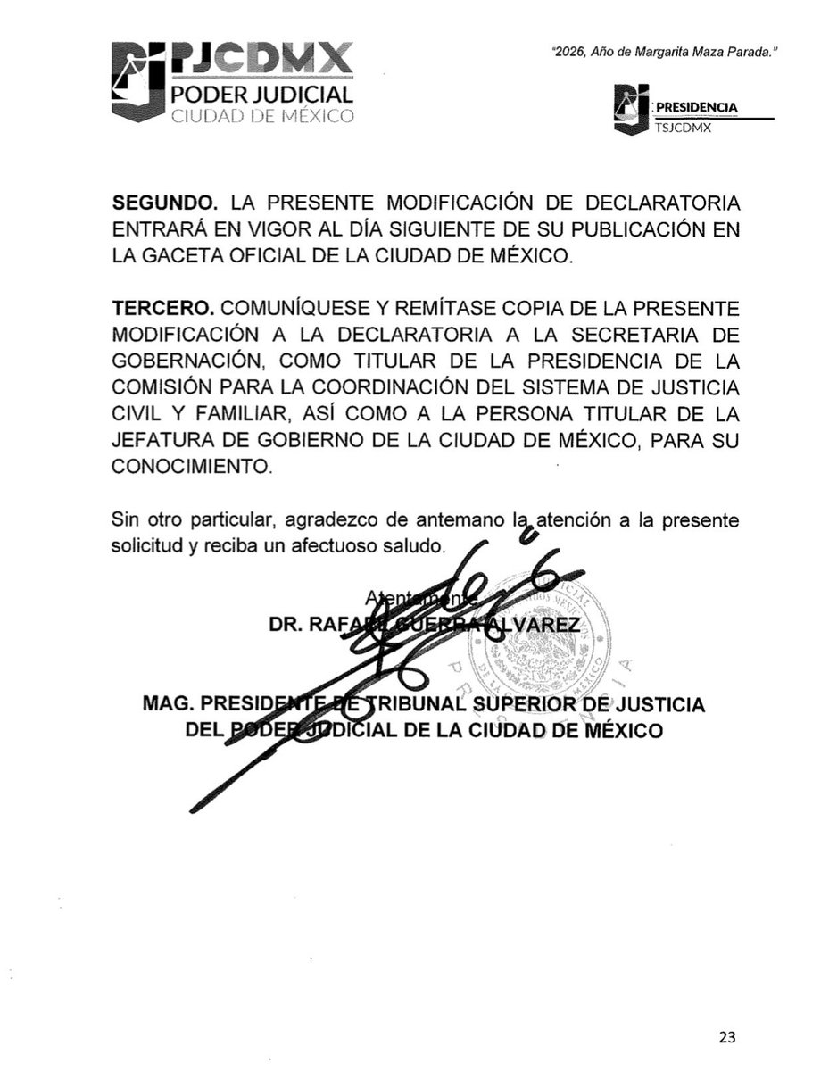 🚨 Solicitud de modificación a la Declaratoria de Vigencia del Código
Nacional de Procedimientos Civiles y Familiares en la Ciudad de México

📑 Presentada por el PJCDMX ante el Congreso de CDMX.

⏭️ Propone que las etapas 2 y 3 se pospongan para el 01 de abril de 2027 y que se