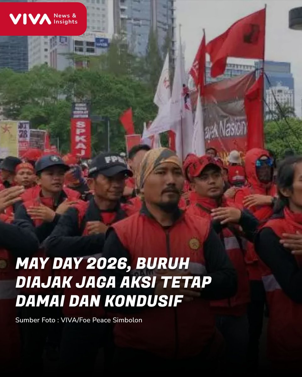 VIVAcoid's tweet photo. Para buruh diajak untuk tidak melakukan tindakan-tindakan anarkis dalam aksi demonstrasi yang bisa merugikan iklim bisnis, terlebih pada aksi May Day 2026 ini.

"Pengusaha memang harus mempertimbangkan kesejahteraan buruh. Namun buruh sebagai komponen terpenting dalam menjalankan roda produksi juga jangan melakukan aksi sabotase, mogok kerja atau aksi rusuh yang merusak iklim bisnis,"

Keberhasilan perjuangan kaum buruh harus diukur dari tingkat kesejahteran yang dicapai. Bukan soal aksi sabotase, mogok kerja atau demonstrasi yang rusuh.

Kontribusi buruh pada perekonomian Indonesia dinilai sangat besar. Pasalnya, tanpa ada buruh disebut tidak akan ada aktivitas produksi.

Perjuangan kaum buruh sudah mendorong berbagai kebijakan yang berdampak luas pada masyarakat, seperti adanya Upah Minimum Regional (UMR), Tunjangan Hari Raya (THR), hingga Badan Penyelenggara Jaminan Sosial (BPJS) Kesehatan dan Ketenagakerjaan. 

Menurut Surya, kontribusi buruh itu patut diapresiasi. 

kenaikan UMR itu pun turut memutar roda perekonomian nasional. 

Sebab, pendapatan buruh sebagian besar juga dibelanjakan pada produk UMKM.

Baca selengkapnya disini: https://t.co/J8KDbXLGo6