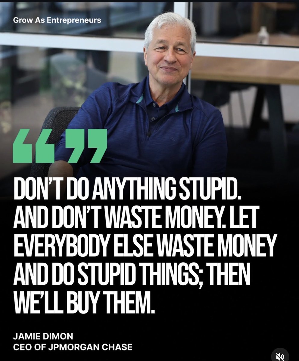 thenextearth19's tweet image. Jamie Dimon highlights a disciplined approach to capital allocation. Avoiding unnecessary risks and conserving resources creates strategic advantages over time.
#jamiedimon #entrepreneur #entrepreneurship #business #startup