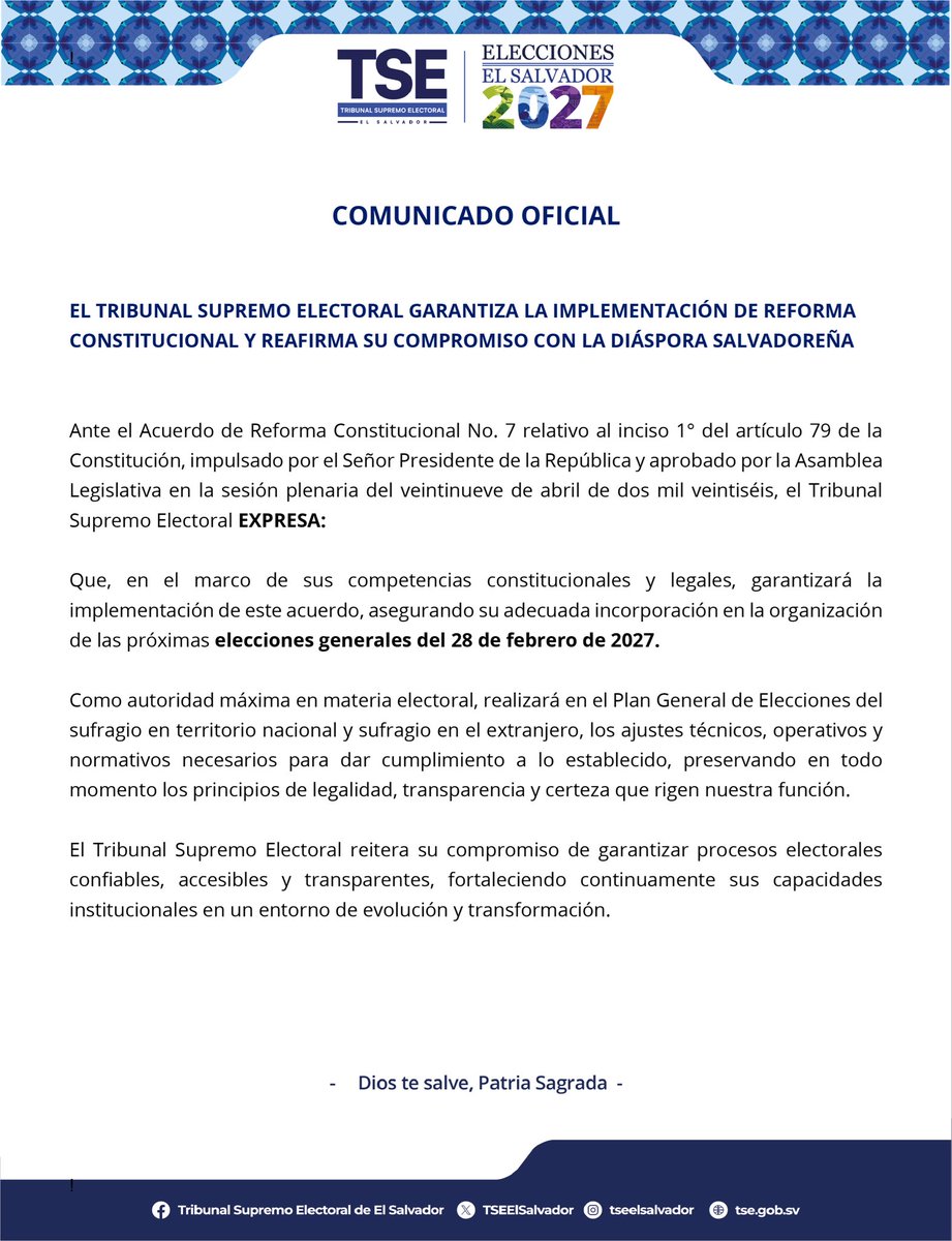 Tribunal Supremo Electoral 🇸🇻 tweet media