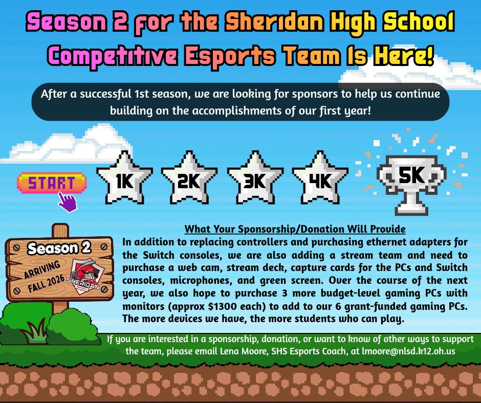 MooreSHS's tweet photo. We are looking for sponsors for Season 2!! https://t.co/AwKp3usyYb