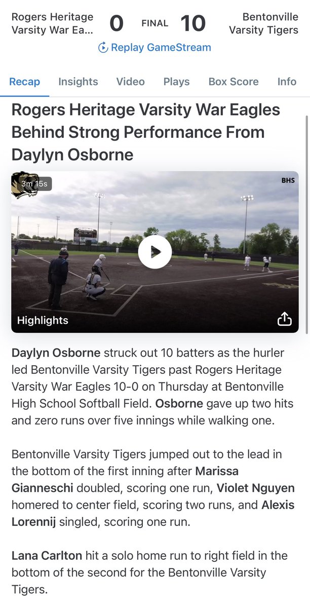 BHS Tiger Softball tweet media