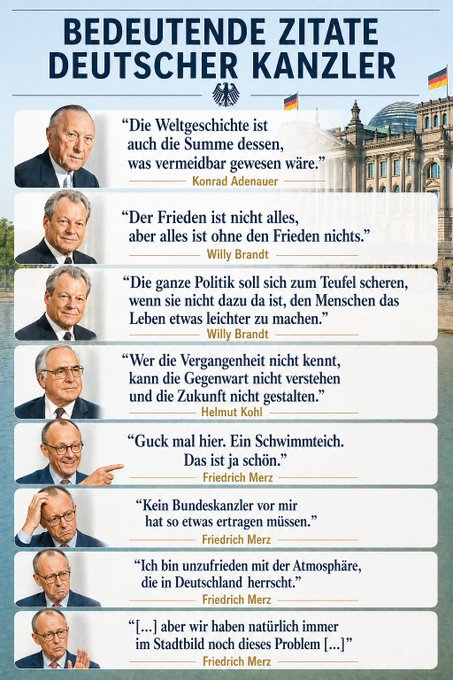 AugustAugustein's tweet image. Staatstragend versus auf das Volk einprügelnder wohlstandverwahrloster Jammerlappen? 📄📷 #Bundeskanzler #Zitate #CDU #Politik #Gesellschaft