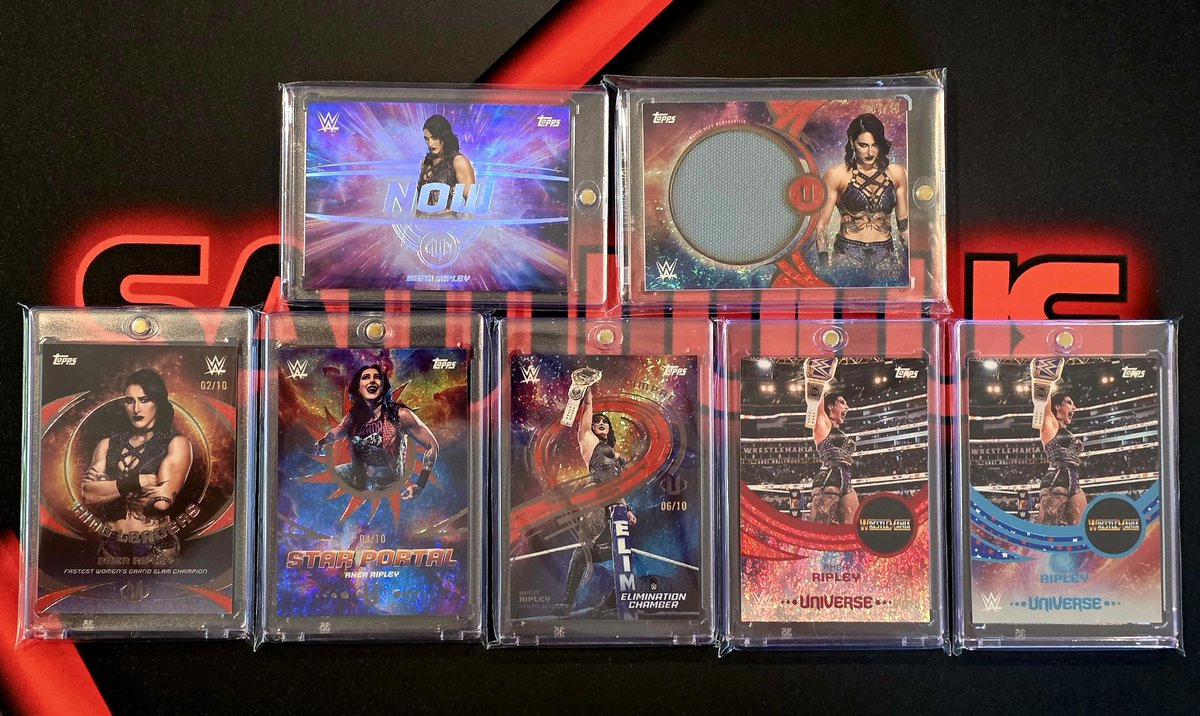 samwwesamwwe's tweet photo. Still looking for a few Rhea Ripley's from WWE Universe!
Red, White, & Blue Stars
Base
Red Magma - /10
Base
Rage Insert
Namesakes Insert
Worldwide Relic Autos
Triple Superstar Relics
#mamicollection
#mamipc
#rheacollection
#rheapc https://t.co/GmiAhezPej