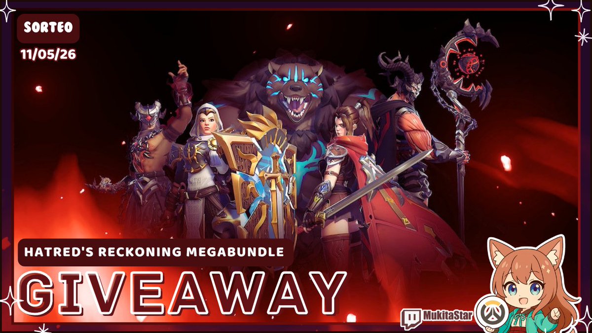 MukaiMei's tweet photo. 🎁 SORTEO: Hatred’s Reckoning Mega Bundle
REQUISITOS:
• Follow en X, Twitch y TikTok → @Mukitastar
• RT + Like
• Comentá y etiquetá a un amigo
• Canjeá tus tickets en stream 
-11/05/26

¡Gracias a Blizzard y @OverwatchLATAM
por los códigos!
#OWLatam  #OWxDiabloLATAM https://t.co/RzjVAs0qUf