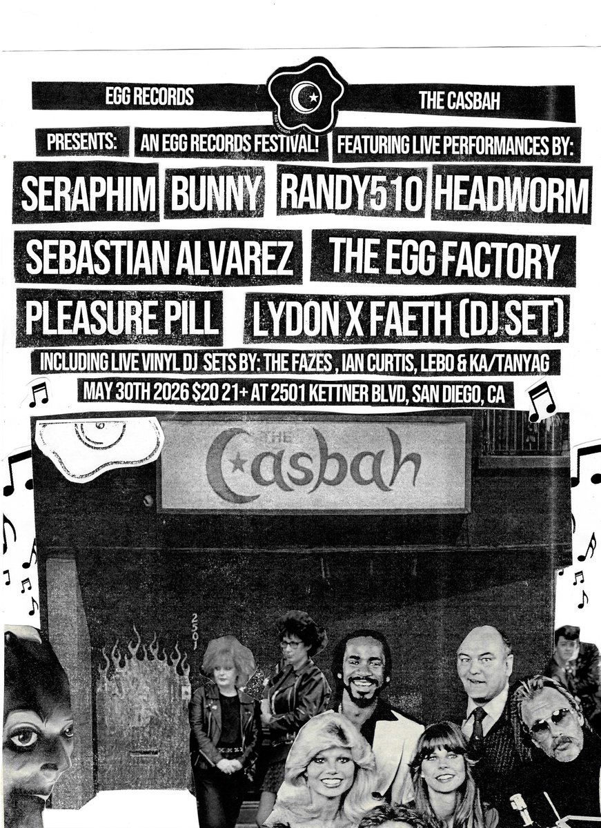 EggRecordsSD's tweet photo. EGG RECORDS FESTIVAL AT THE CASBAH https://t.co/Jw91zqM8y1