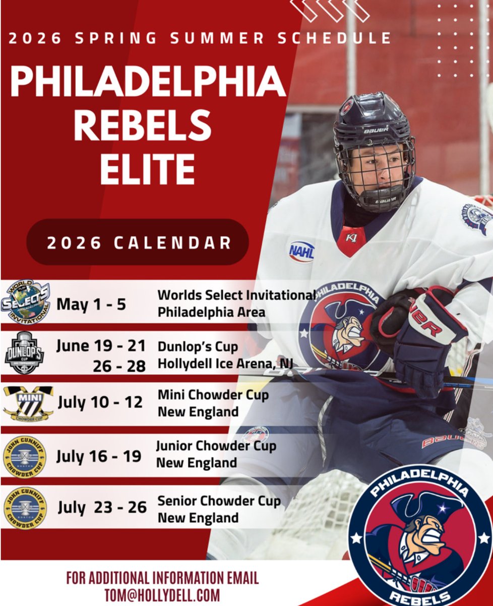 PhiladelphiaHC's tweet photo. Rebels Elite will be fielding teams at all levels for Dunlop’s Cup. Email tom@hollydell.com to reserve a roster spot. https://t.co/npZ38hHRi2