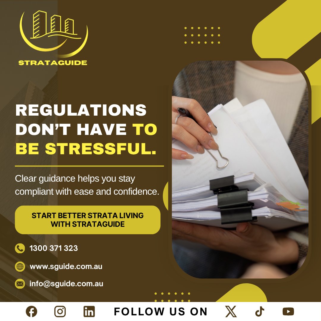 StrataGuide's tweet photo. Strata compliance made simple. Clear guidance helps property managers stay confident, organized, and fully compliant without stress.

#StrataManagement #Compliance #PropertyCare #StrataTips #BuildingManagement https://t.co/UVVfXkK6j3