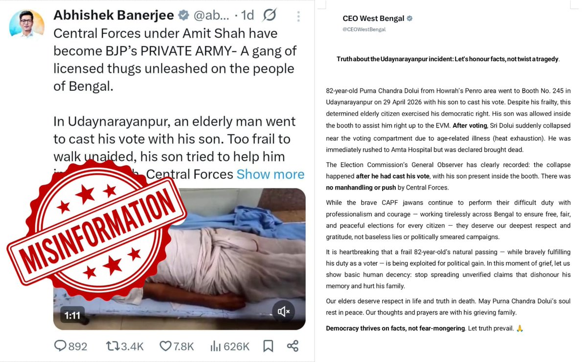 CEOWestBengal's tweet image. #FactCheck

@ECISVEEP @SpokespersonECI @PIBKolkata @AIRKolkata