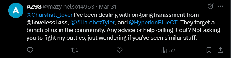 ArtistAlert's tweet photo. User Beware: @/mazy_nelso14963
User is retarded, exudes stalker behavior, defends a pedophile who groomed a 13 year old, and is an overall freak. Does not understand or comprehend boundaries. Touch grass, if you exhibit this sort of behavior. Block/Report. https://t.co/S74sim8Pro