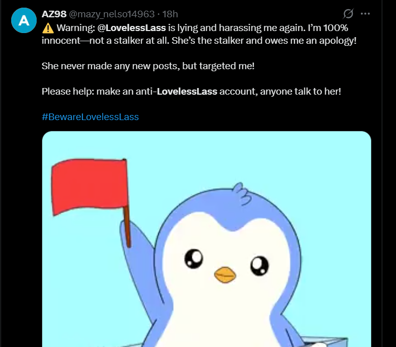 ArtistAlert's tweet photo. User Beware: @/mazy_nelso14963
User is retarded, exudes stalker behavior, defends a pedophile who groomed a 13 year old, and is an overall freak. Does not understand or comprehend boundaries. Touch grass, if you exhibit this sort of behavior. Block/Report. https://t.co/S74sim8Pro