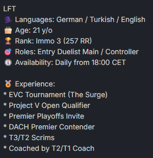 cracksimval's tweet photo. LFT again :) 

Tracker: https://t.co/NElaPacZyO 
Agent Tierlist: https://t.co/d8HukKsMwb

DMs open https://t.co/C2X5CrHNYQ