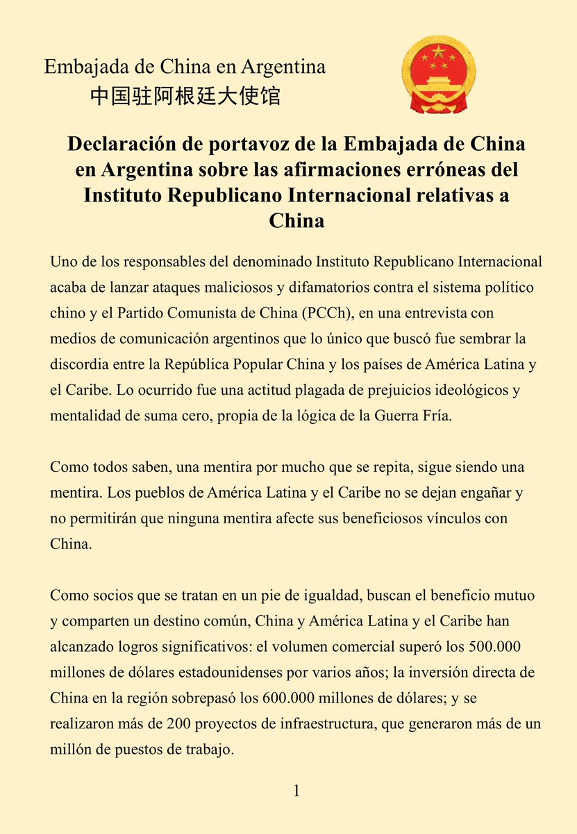 Embajada de China en Argentina tweet media