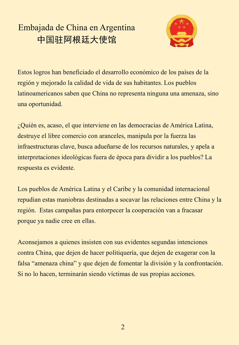 Embajada de China en Argentina tweet media