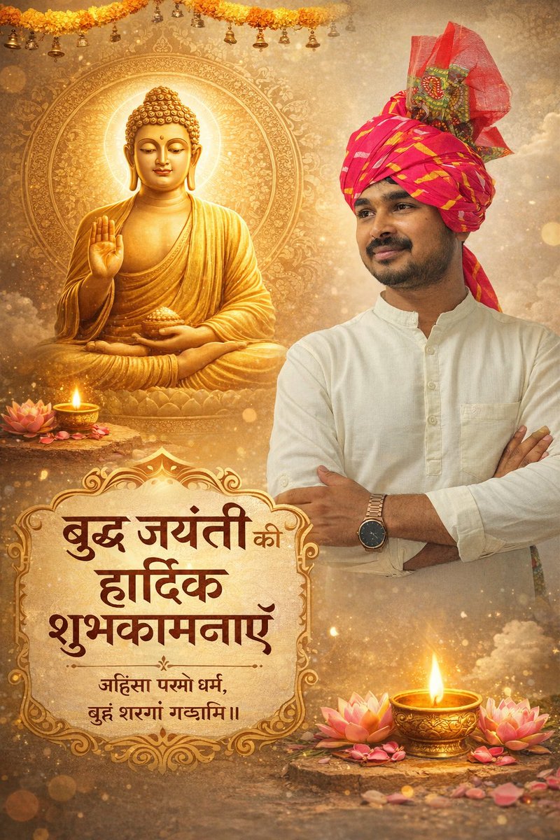 भगवान बुद्ध के उपदेश हमें सत्य, अहिंसा और करुणा के मार्ग पर चलने की प्रेरणा देते हैं।
आइए इस पावन अवसर पर हम सभी उनके बताए मार्ग पर चलकर समाज में शांति, प्रेम और भाईचारे का संदेश फैलाएं।
“मन ही सब कुछ है, आप जैसा सोचते हैं, वैसे ही बन जाते हैं।”
*बुद्ध पूर्णिमा* की हार्दिक बधाई💐