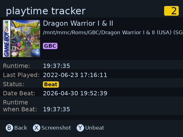 jaradhg's tweet photo. Playtime Tracker now lets you mark when you beat a game. I love working on this, let me know more features to add! https://t.co/U31IgEtC4L