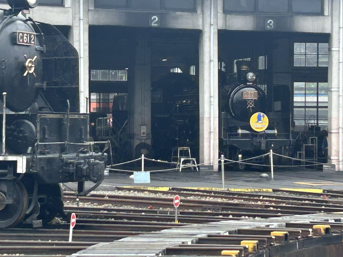 速報！C571、扇形車庫へ登場！ なんと、やまぐち号ヘッドマーク