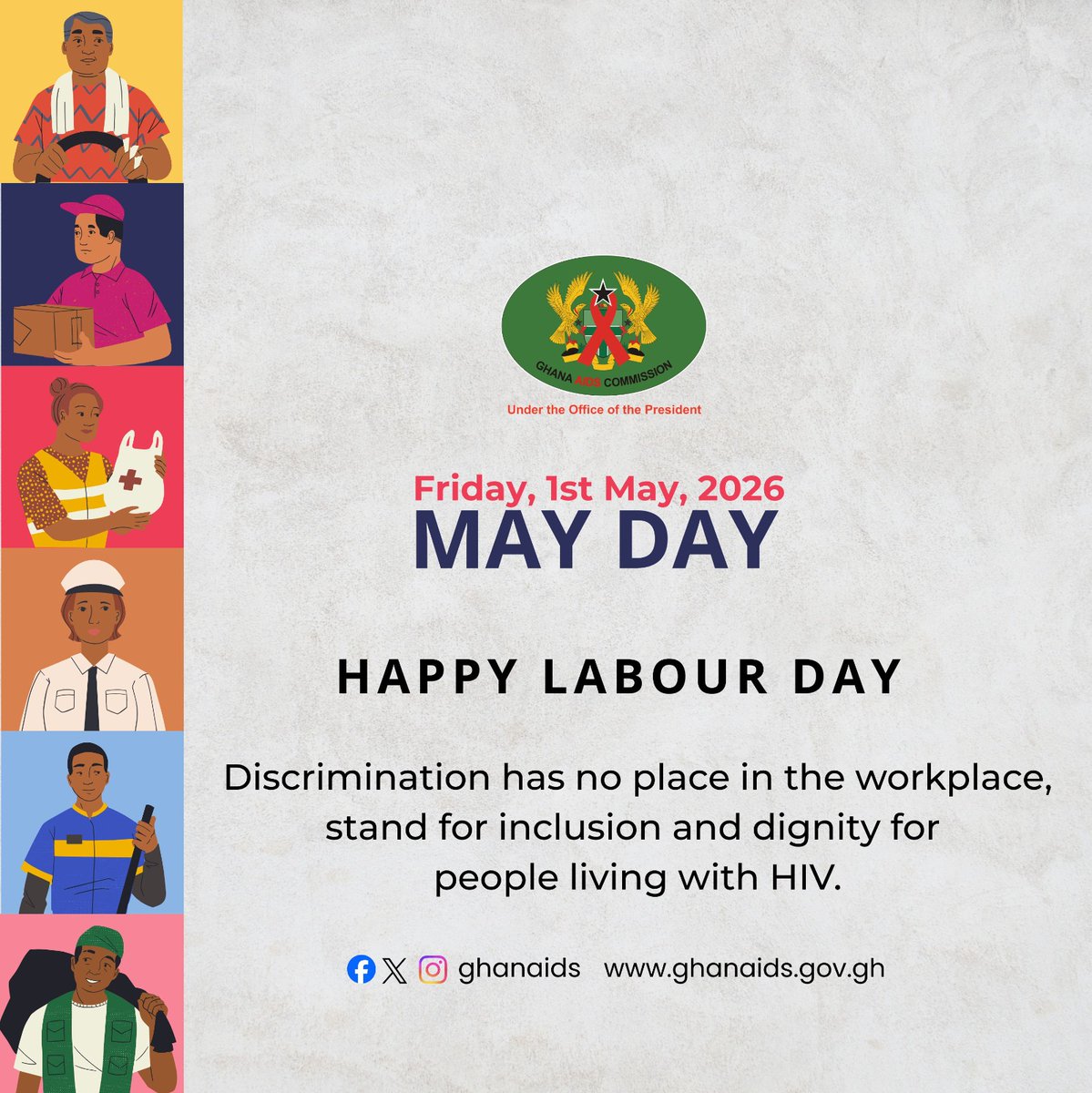 ghanaids's tweet image. On this Labour Day, we champion inclusive workplaces by standing against HIV-related stigma and ensuring every worker has the right to dignity, protection, and fair opportunity.
#inclusion
#ghanaids